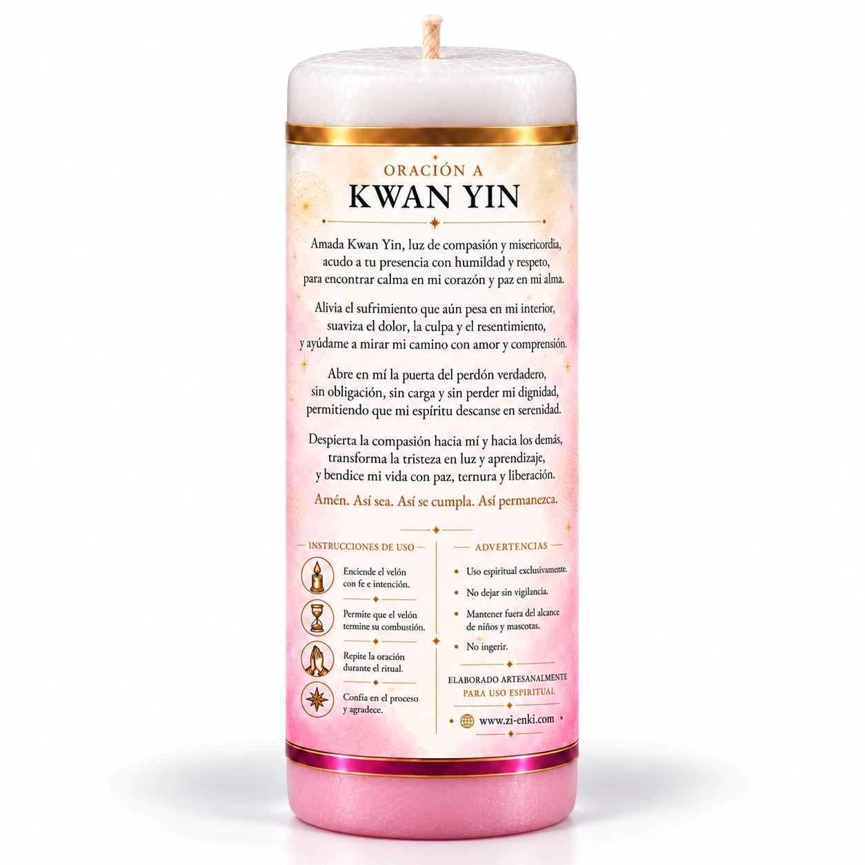 Velón Kwan Yin de Zi-Enki Velón Kwan Yin de Zi-Enki con su etiqueta original de Kwan Yin sobre una flor de loto