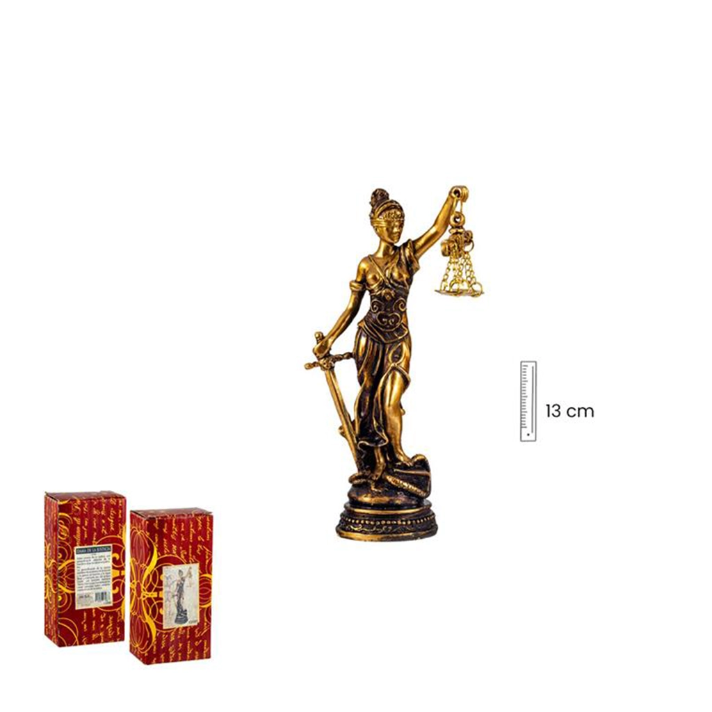 Estatua esotérica de la Diosa Justicia de 13 cm, en acabado bronce, para protección legal y justicia divina