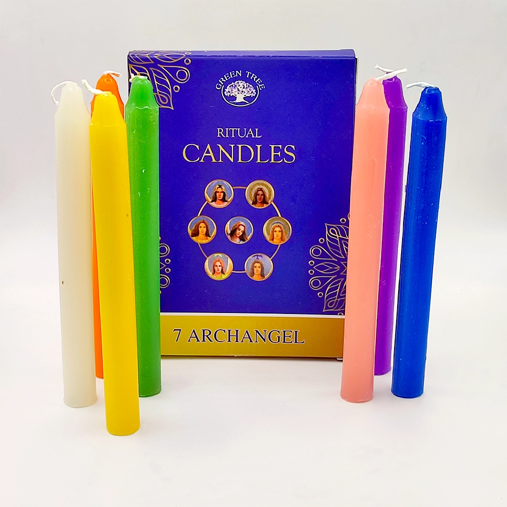 Set ritual de 7 velas de colores dedicadas a los 7 Arcángeles