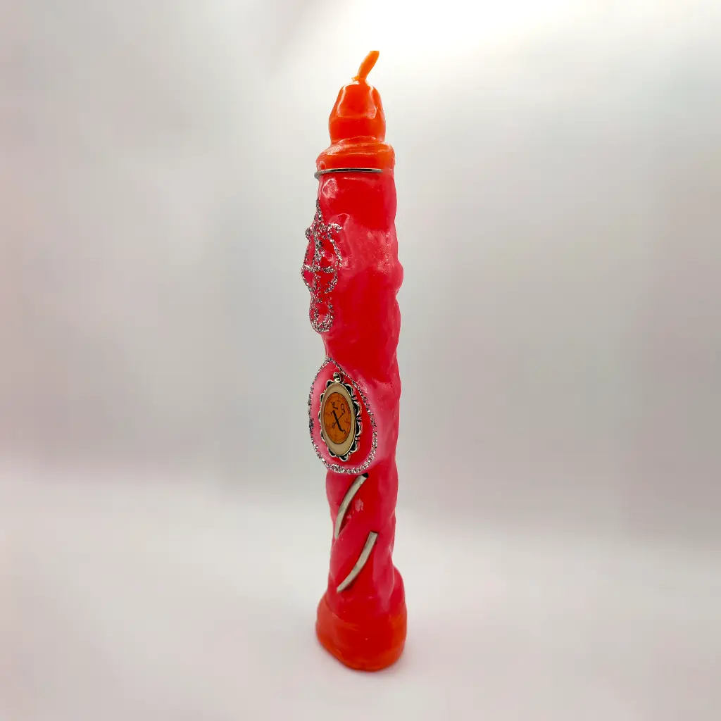 vela arcangel chamuel roja con sello rosado