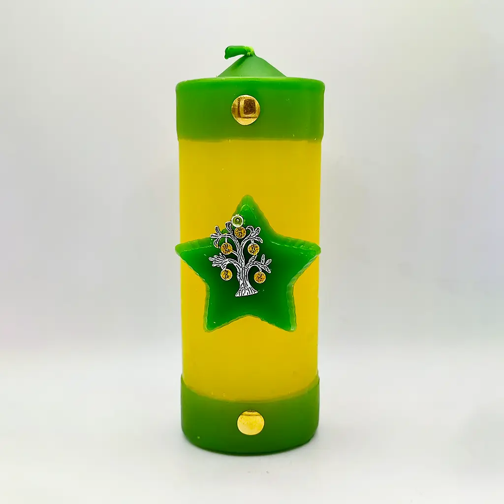 velon del exito verde y amarillo con estrella y arbol de la vida