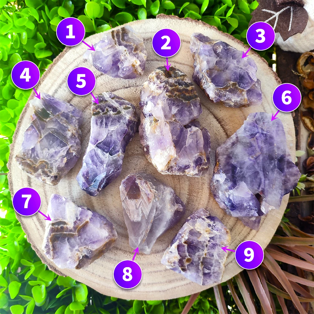 Piedra de amatista chevron semipulida para rituales y armonización