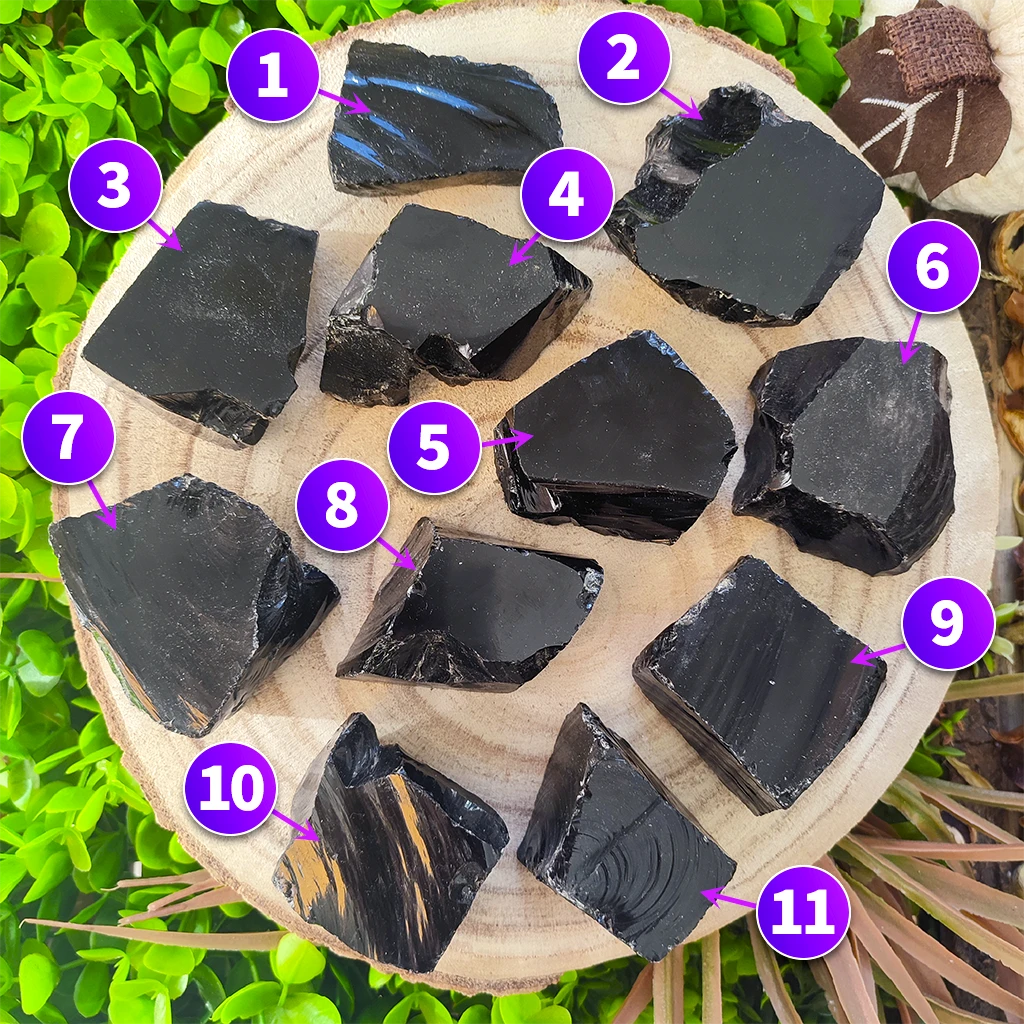 Piedra de obsidiana semipulida para protección y limpieza energética