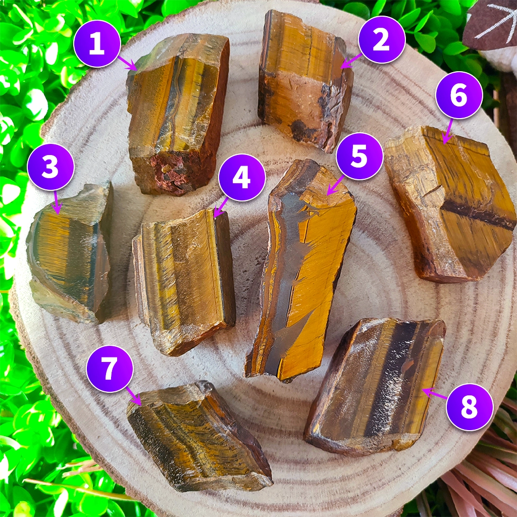 Piedra de ojo de tigre semipulido para protección y fuerza personal