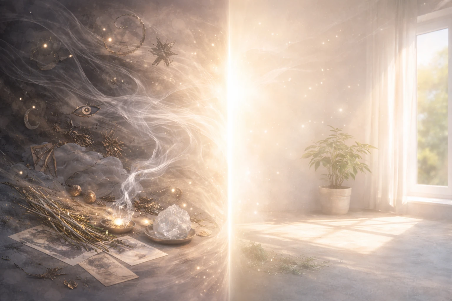 Representación simbólica de una limpieza energética y el paso del desequilibrio al orden interior