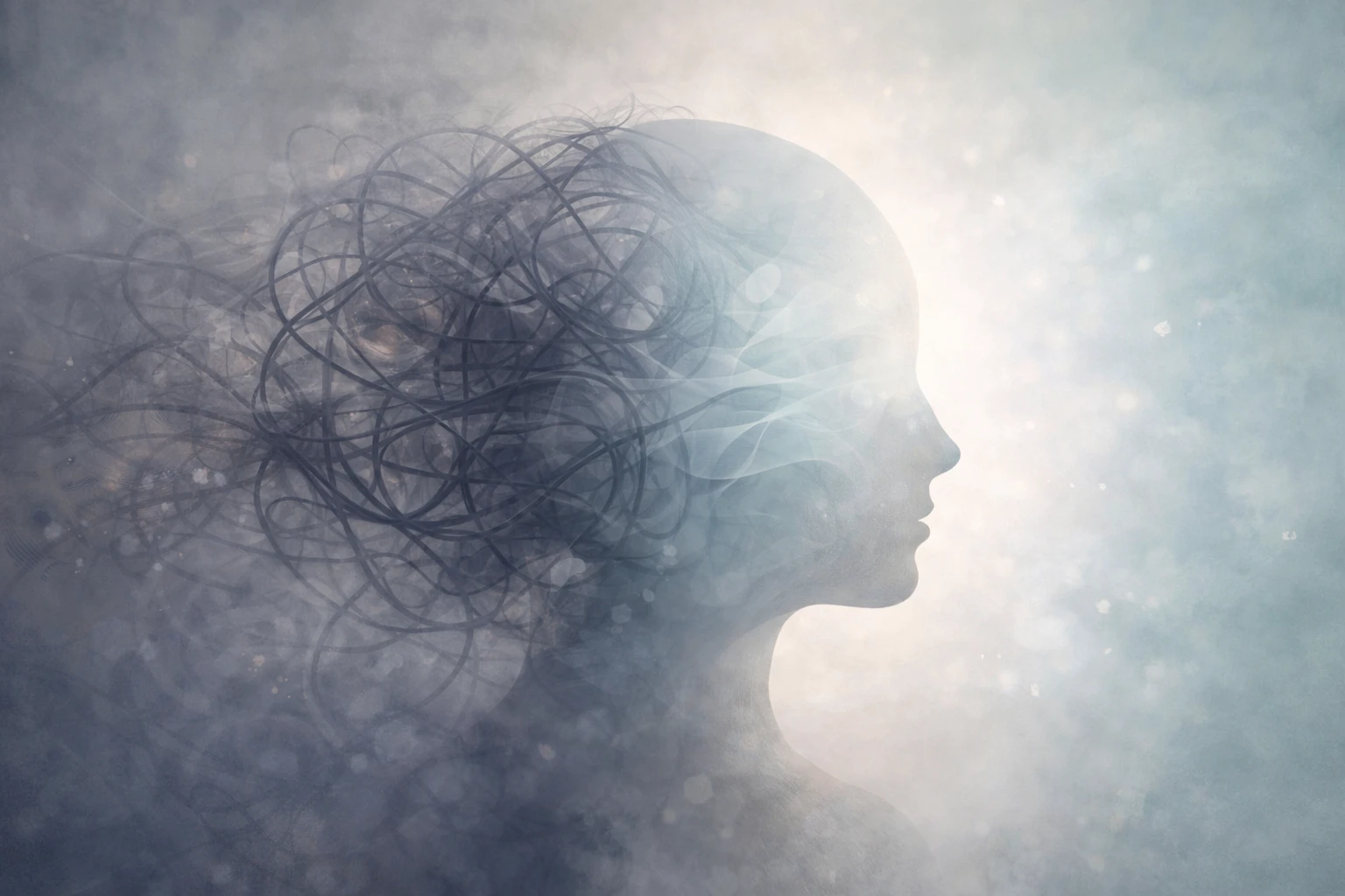 Ilustración conceptual del proceso de limpieza energética y armonización del campo personal