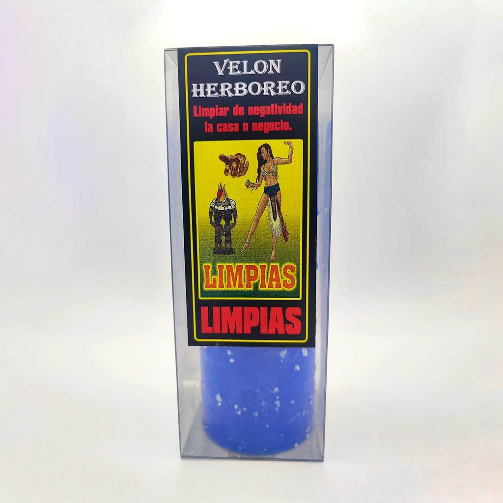 Velón herbóreo azul Limpias para limpiar negatividad en casa o negocio