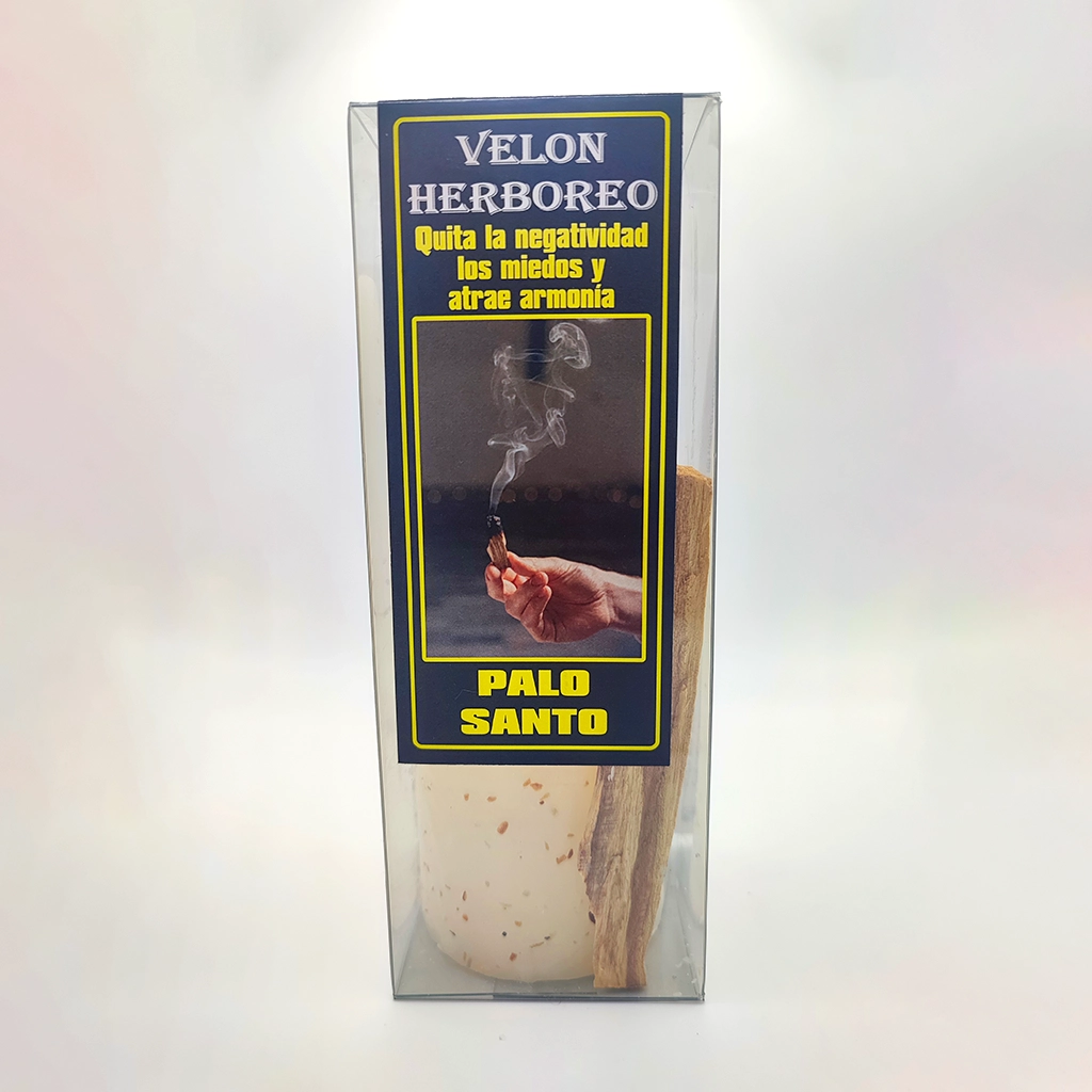 Velón herbóreo con Palo Santo para limpiar negatividad y atraer armonía