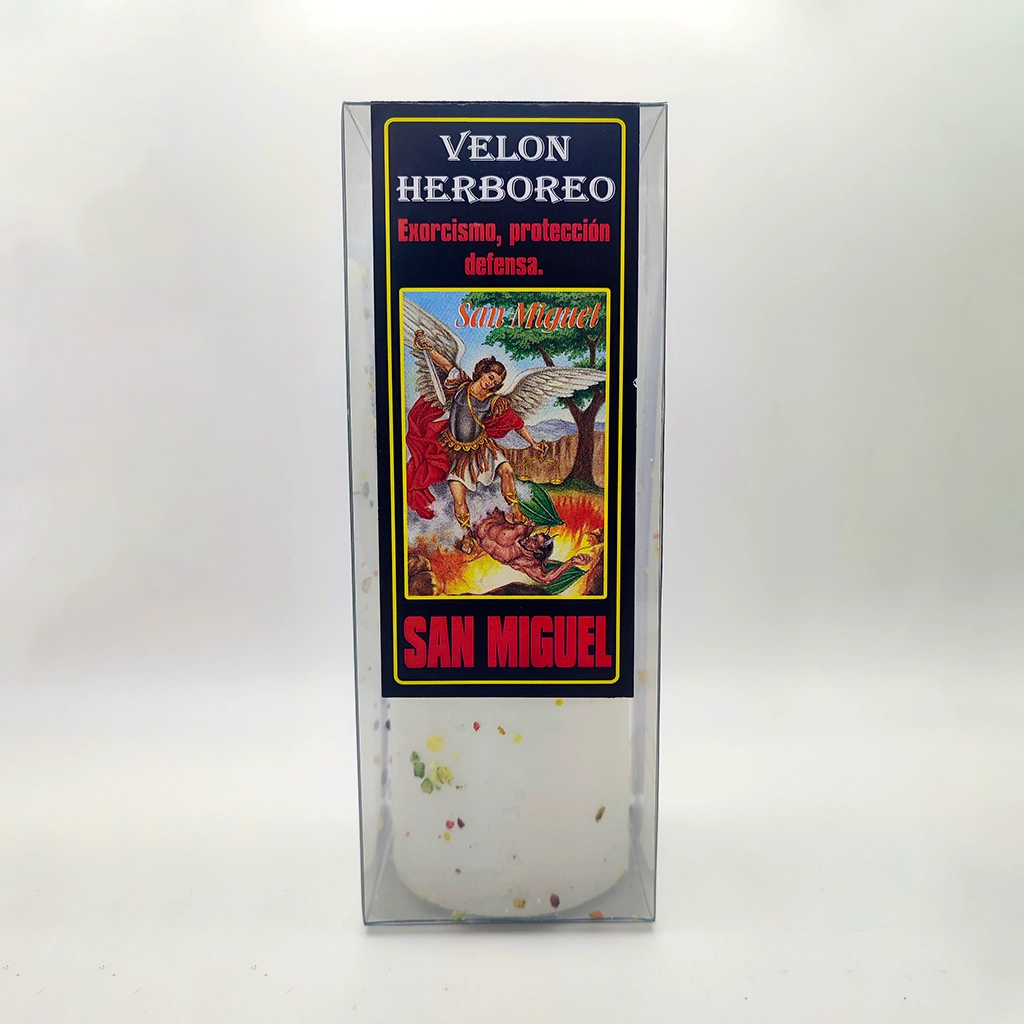 Velón herbóreo San Miguel Arcángel para protección y defensa espiritual