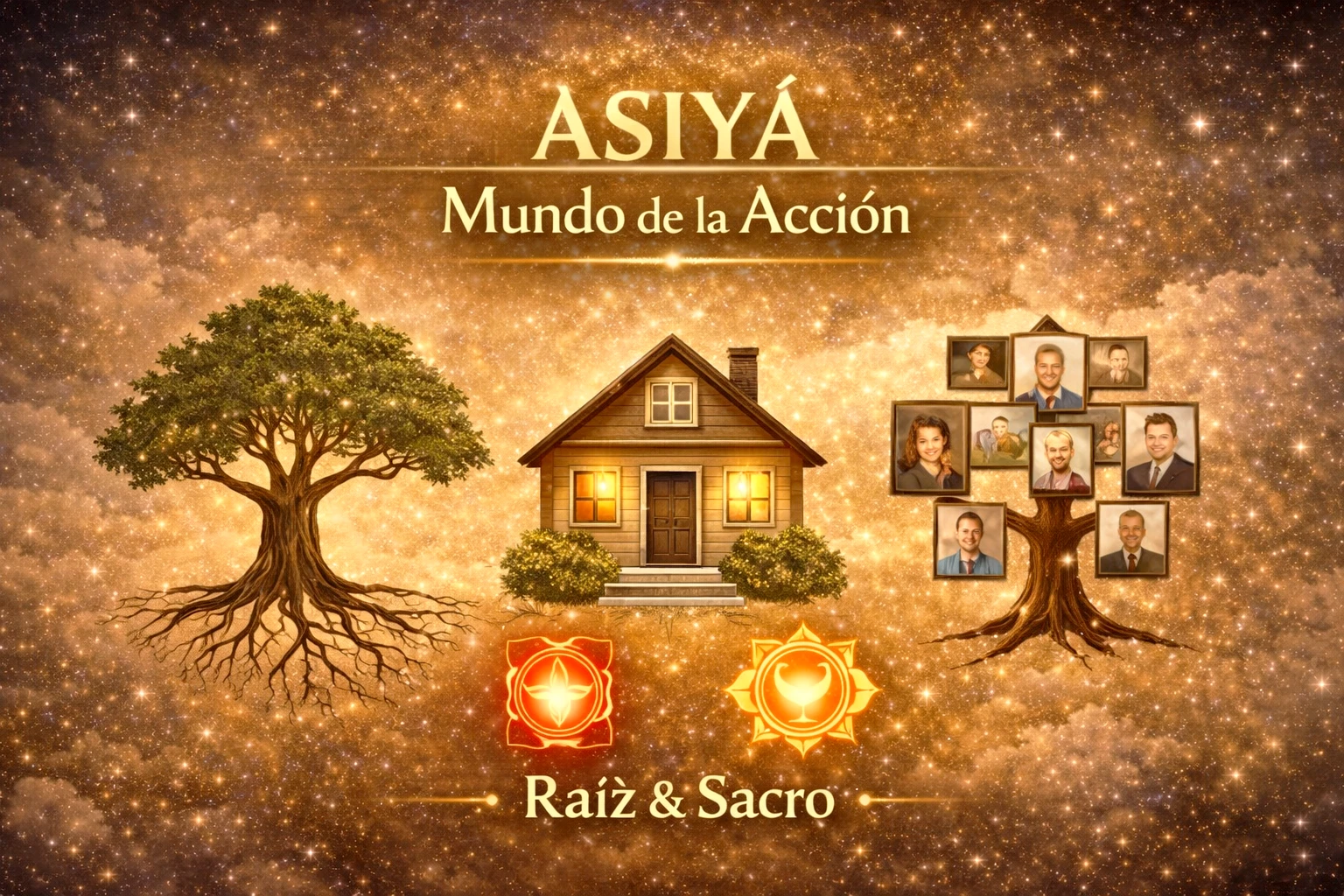 Asiyá mundo cabalístico relacionado con el chakra raíz y el chakra sacro