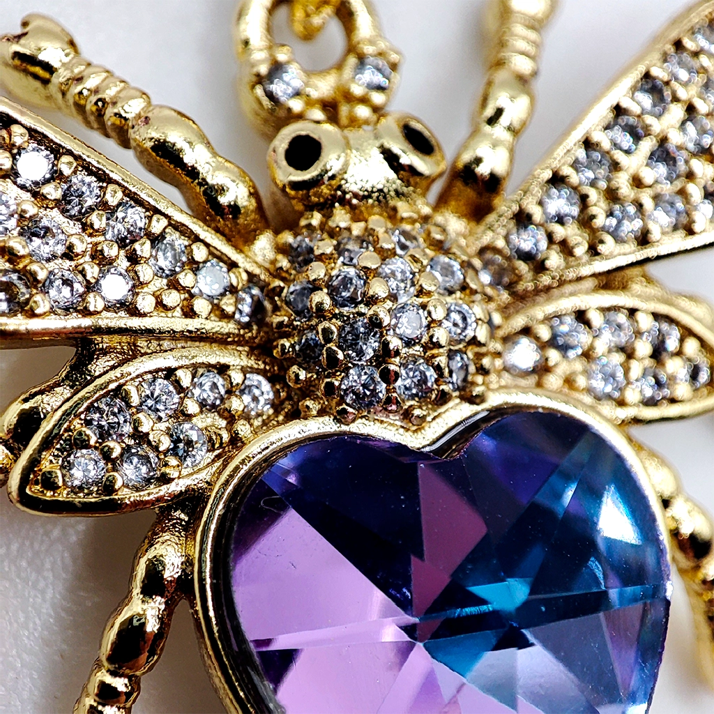 Conjunto de collar con abeja dorada de circonitas y pendientes de circonita 8 mm en acero inoxidable