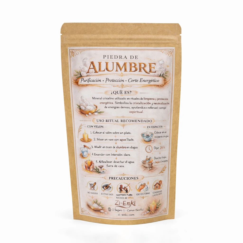 Bolsa kraft de piedra de alumbre natural Zi-Enki para protección y purificación energética