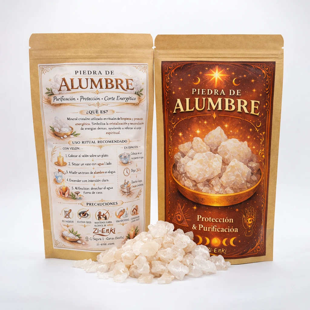 Bolsa kraft de piedra de alumbre natural Zi-Enki para protección y purificación energética
