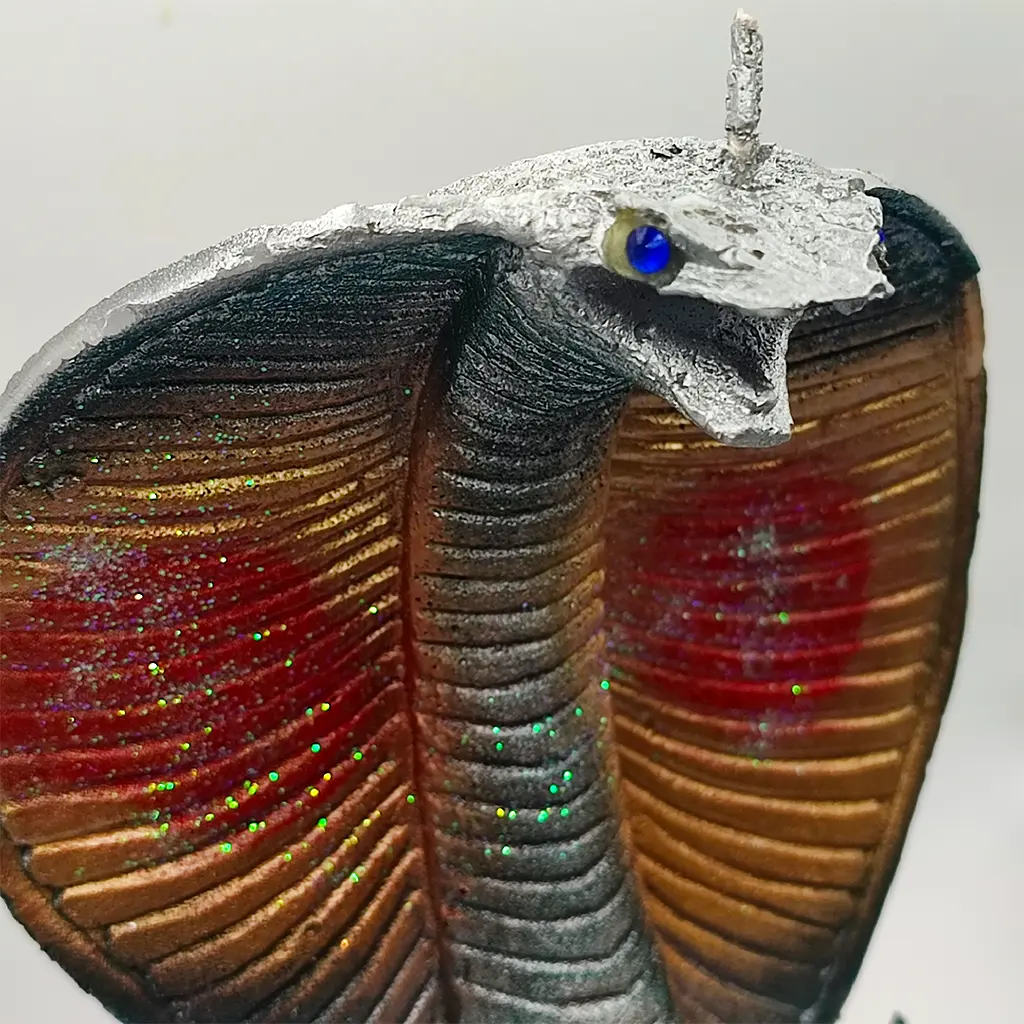 Velón ritual cobra plata para protección energética y limpieza espiritual