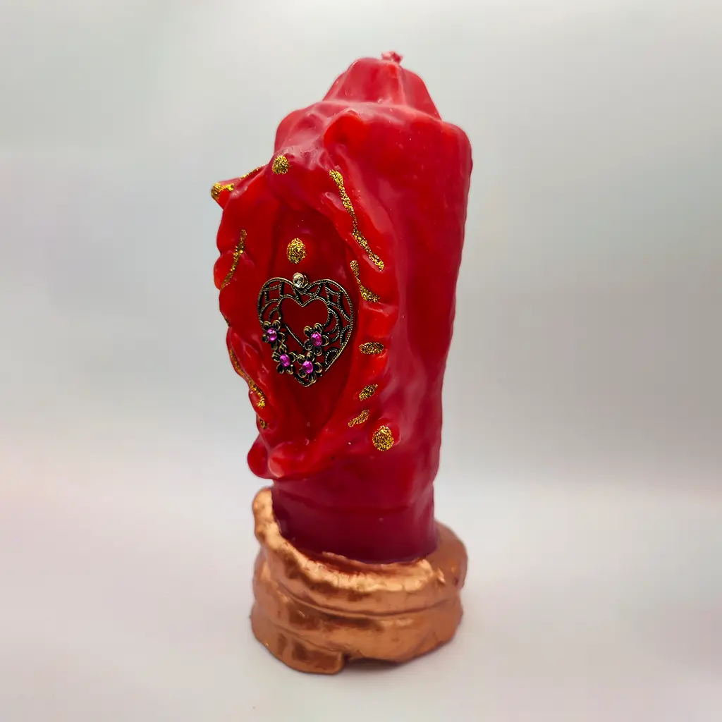 Velón ritual rojo Don Juan del Amor para atracción y reconciliación