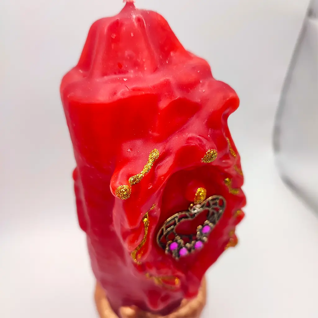 Velón ritual rojo Don Juan del Amor para atracción y reconciliación