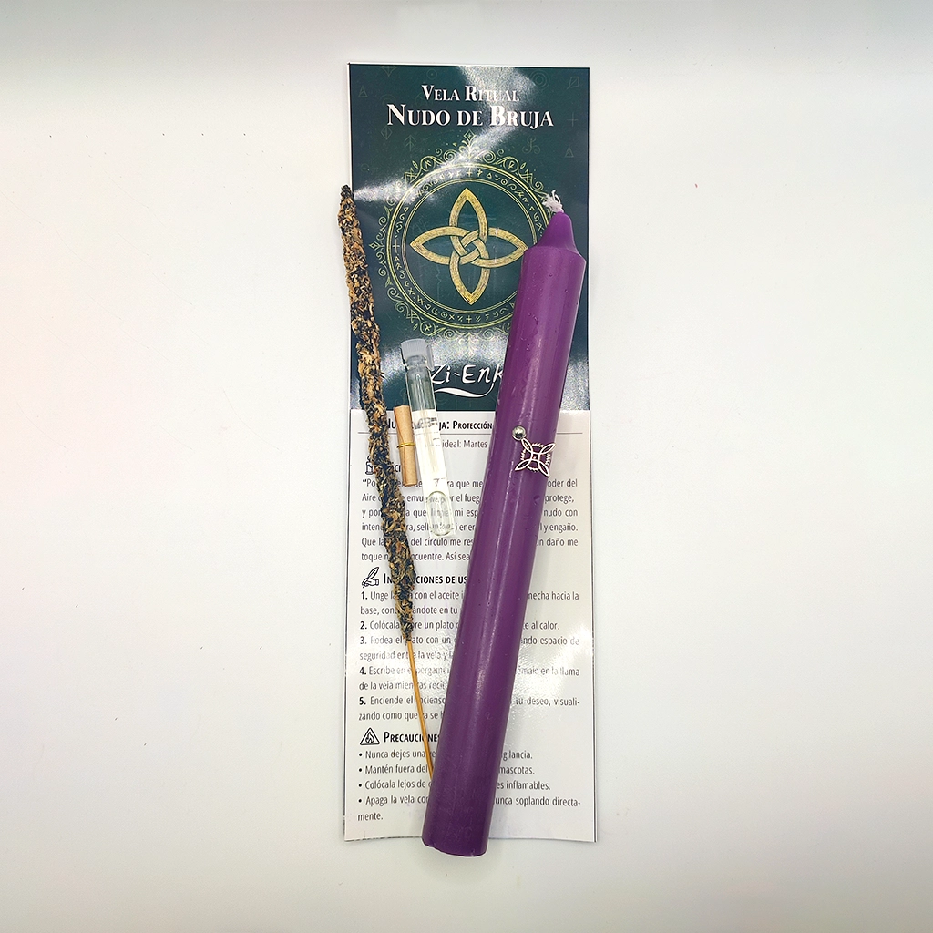 vela ritual nudo de bruja para protección y corte de brujerías