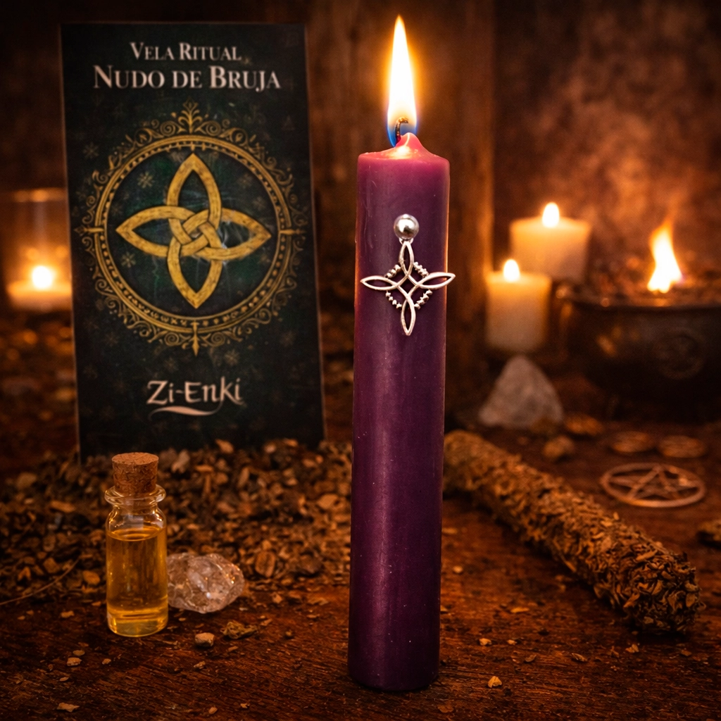 vela ritual nudo de bruja para protección y corte de brujerías