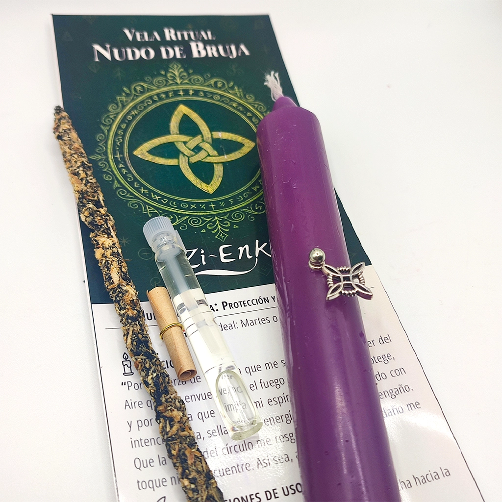 vela ritual nudo de bruja para protección y corte de brujerías