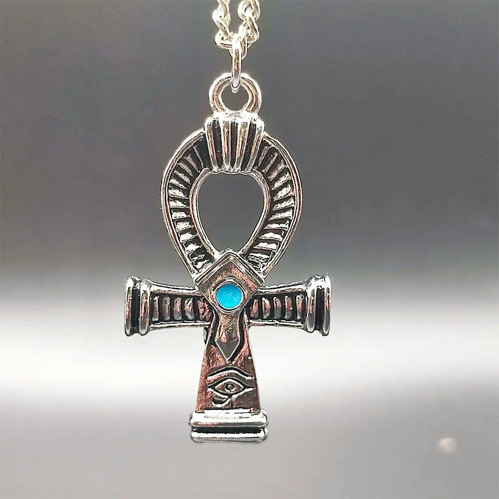 colgante cruz ankh egipcia con ojo protector amuleto espiritual