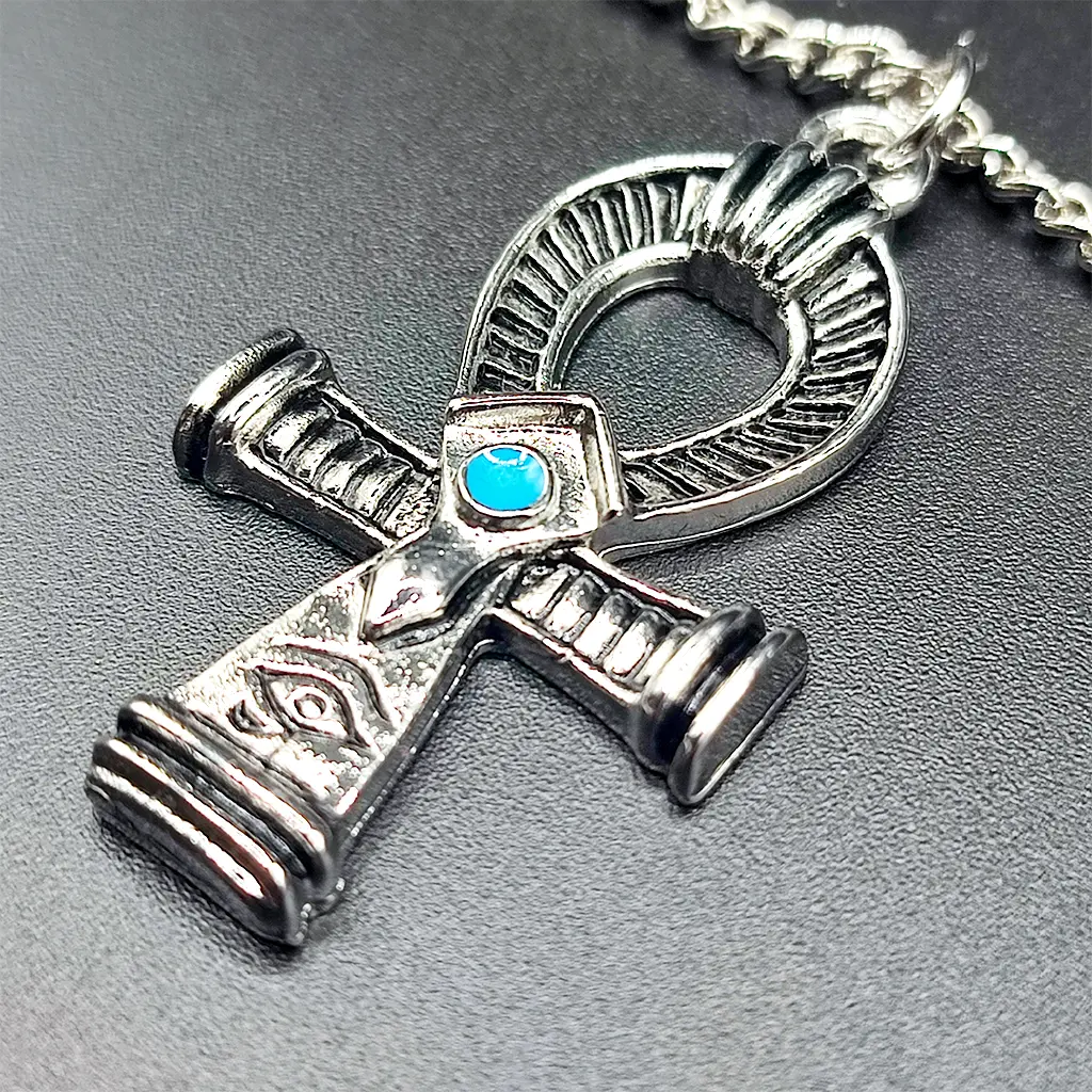 colgante cruz ankh egipcia con ojo protector amuleto espiritual