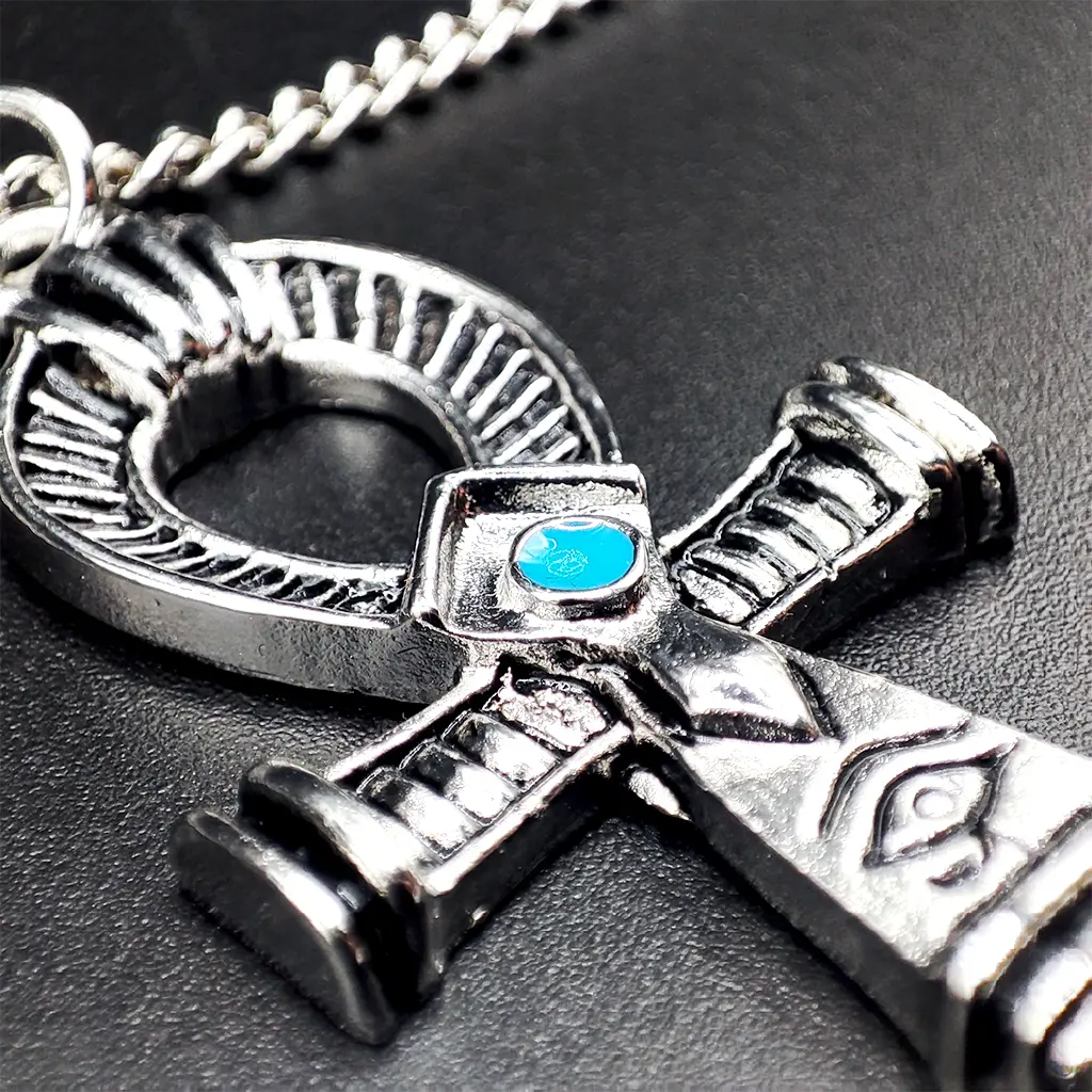 colgante cruz ankh egipcia con ojo protector amuleto espiritual