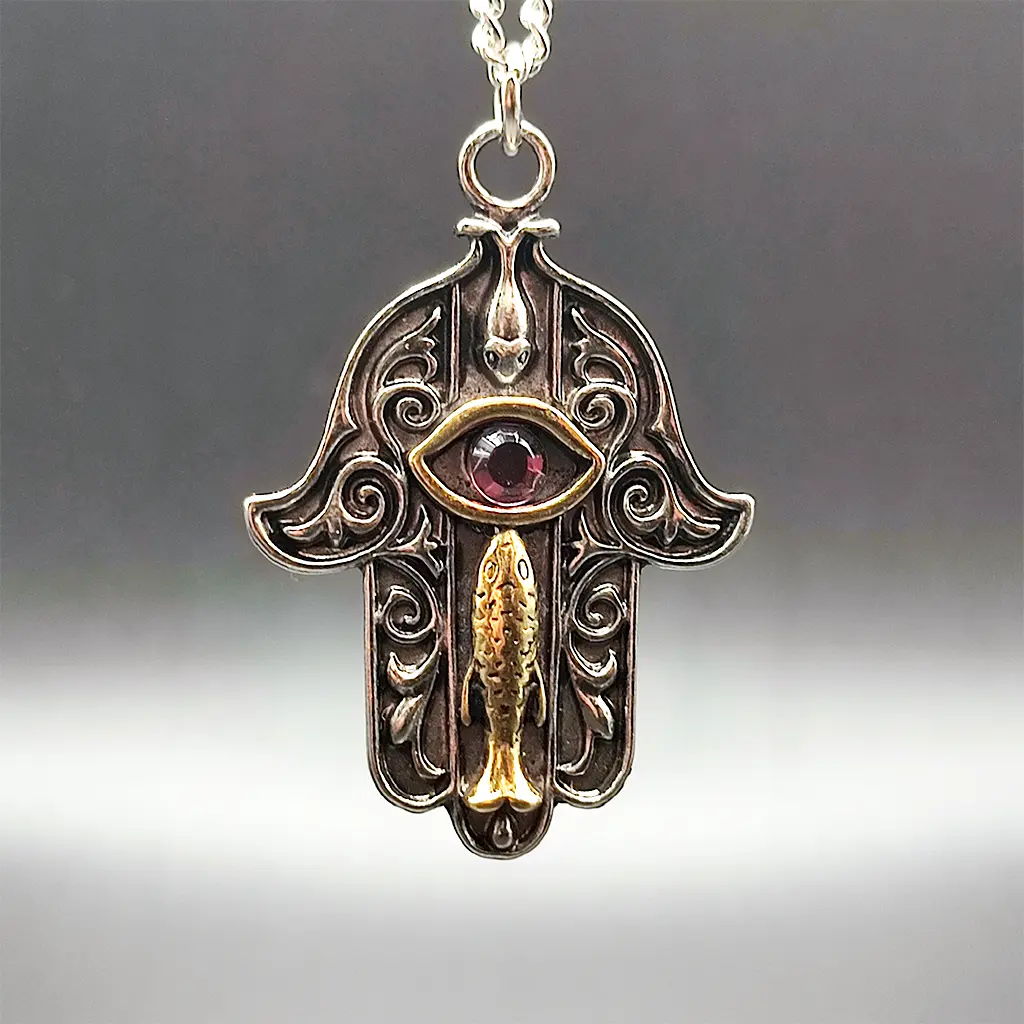 colgante mano de fatima ojo pez proteccion abundancia