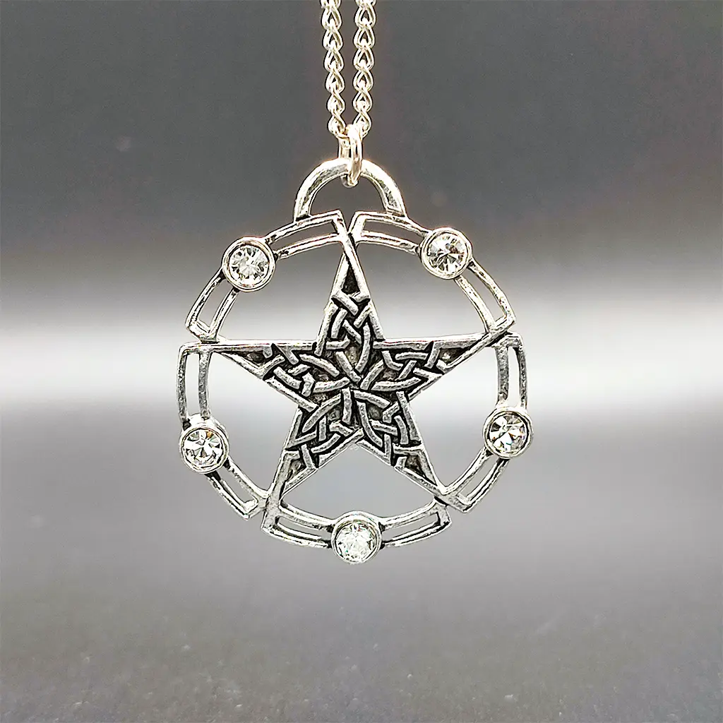 colgante pentagrama celta con nudos y gemas proteccion espiritual