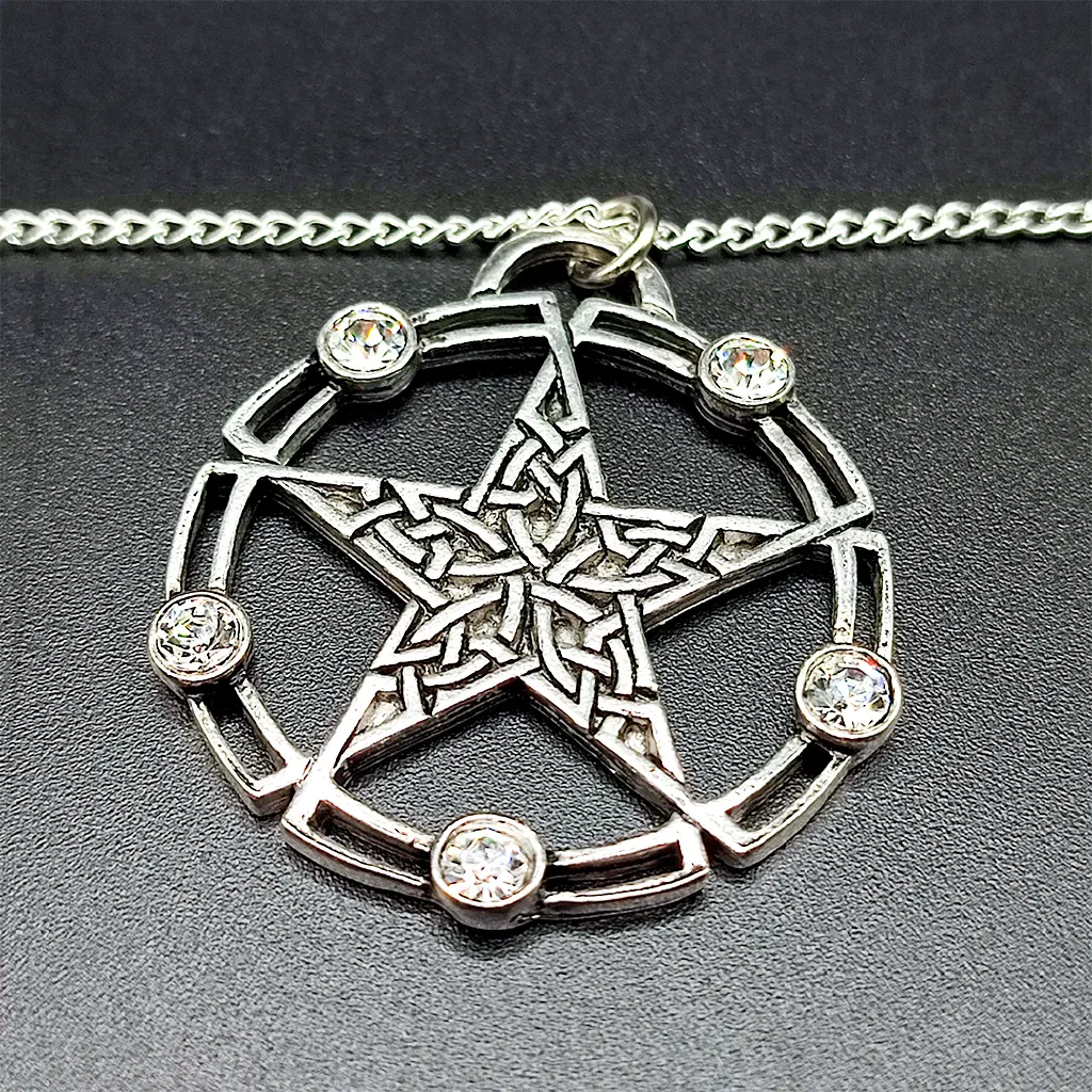 colgante pentagrama celta con nudos y gemas proteccion espiritual