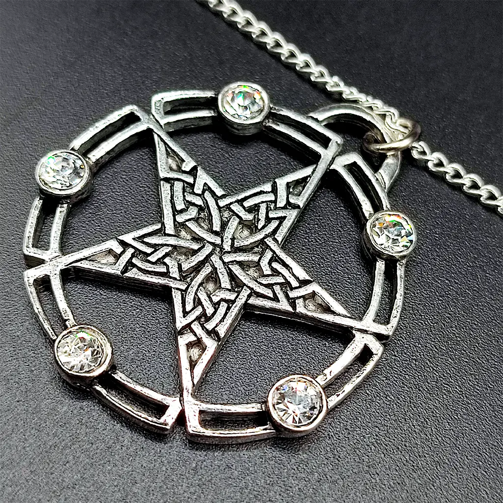 colgante pentagrama celta con nudos y gemas proteccion espiritual