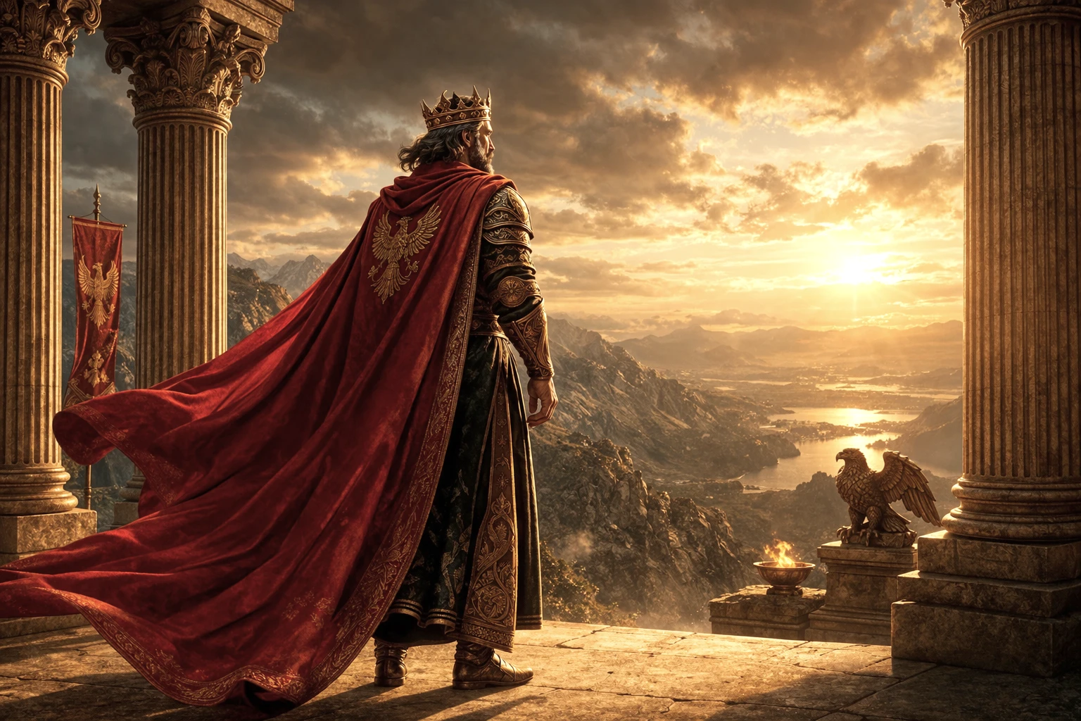 Emperador observando su reino representando autoridad, orden y estructura en el Portal 4:4