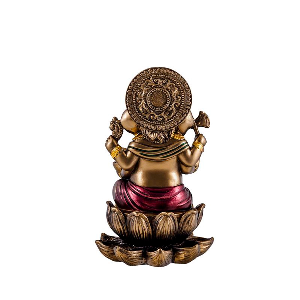 Figura esotérica de Ganesha sentado sobre flor de loto de 16 cm