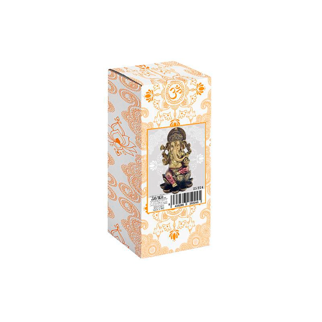 Figura esotérica de Ganesha sentado sobre flor de loto de 16 cm