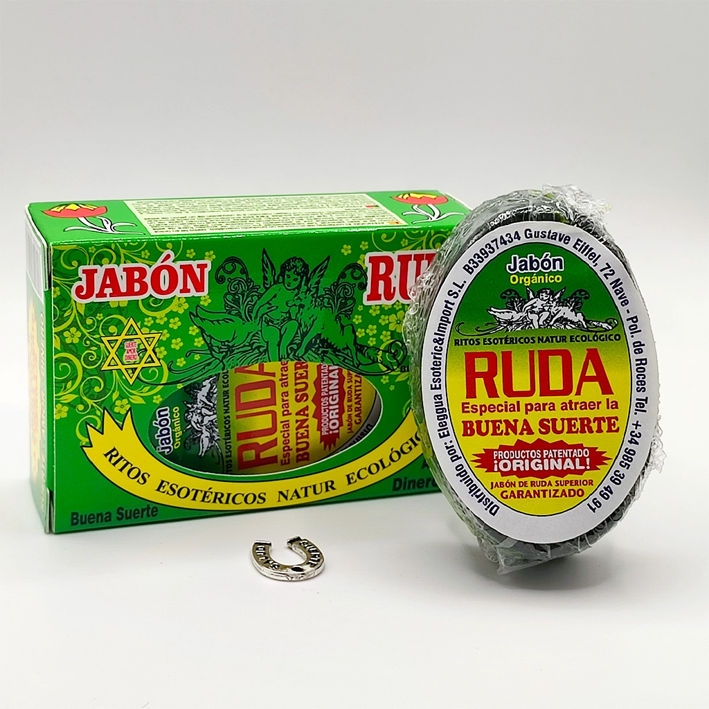 Jabón esotérico de ruda para atraer buena suerte, protección y limpieza energética