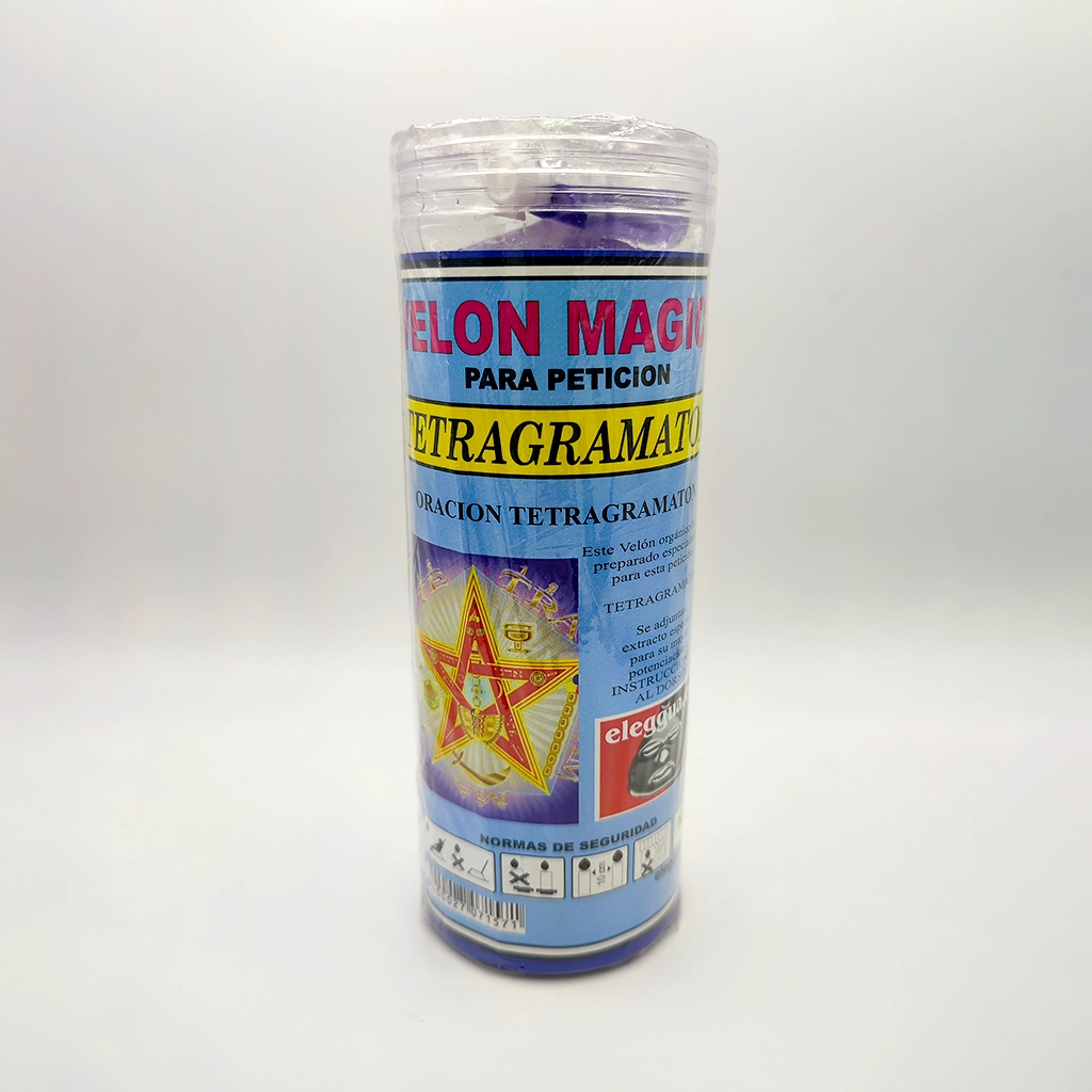 Velón esotérico Tetragramatón para protección, limpieza energética y armonización espiritual.