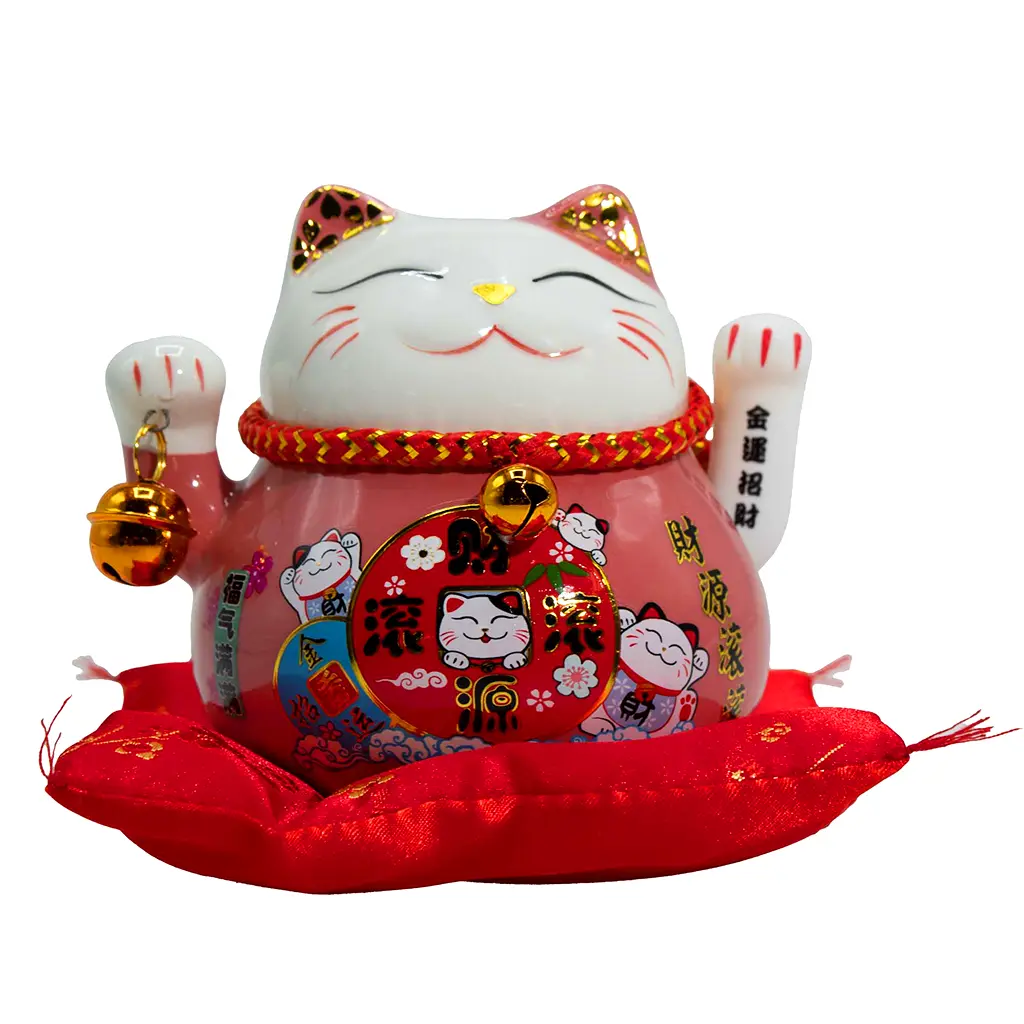 Figura Maneki Neko gatito de la suerte japonés disponible en color dorado, azul y rosa