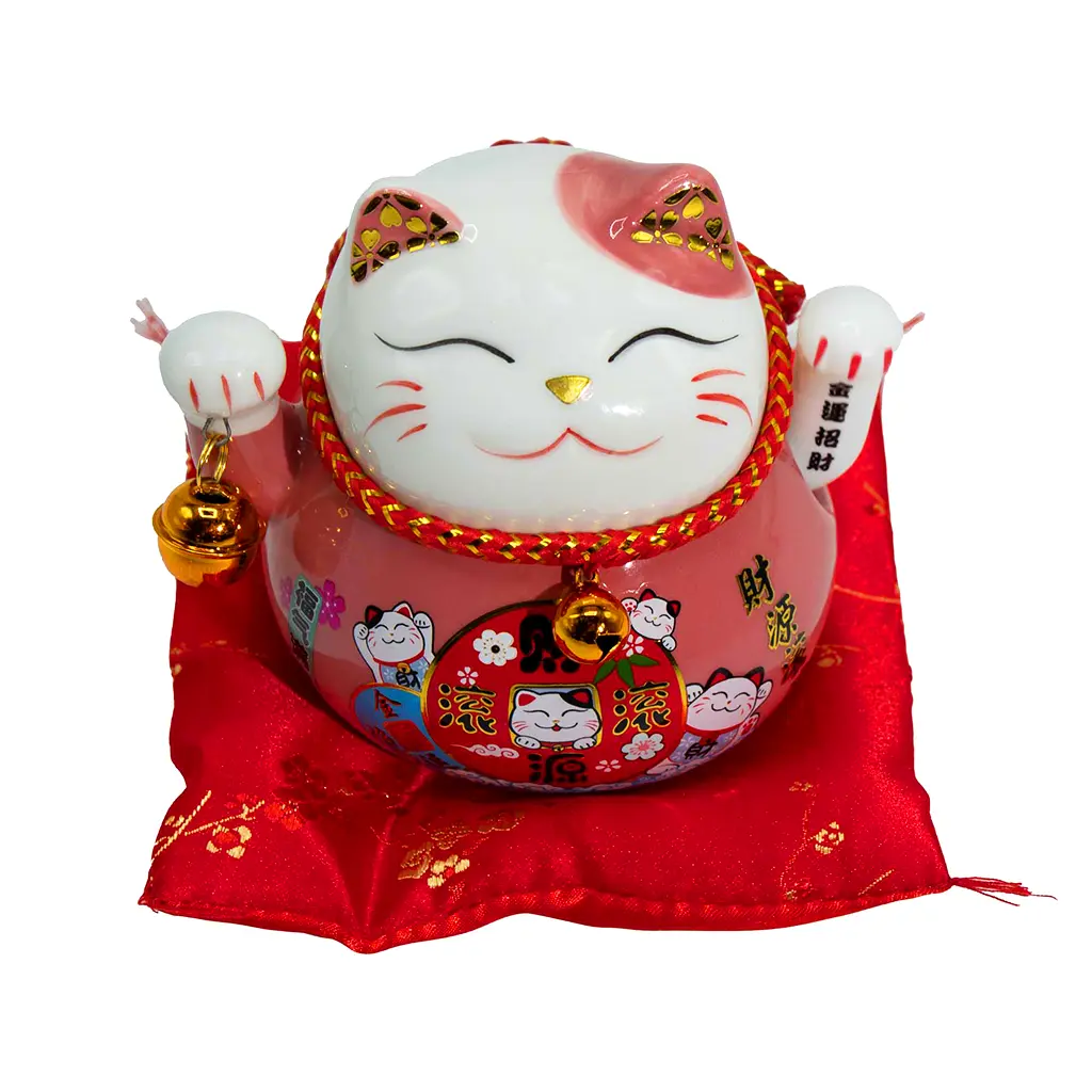 Figura Maneki Neko gatito de la suerte japonés disponible en color dorado, azul y rosa