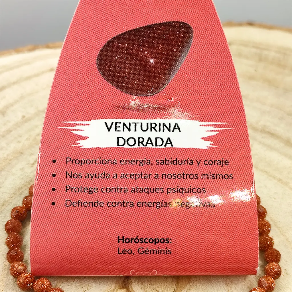Pulsera facetada de Venturina Dorada 4 mm Pulsera facetada de Venturina Dorada de 4 mm con característico brillo cobrizo centelleante.