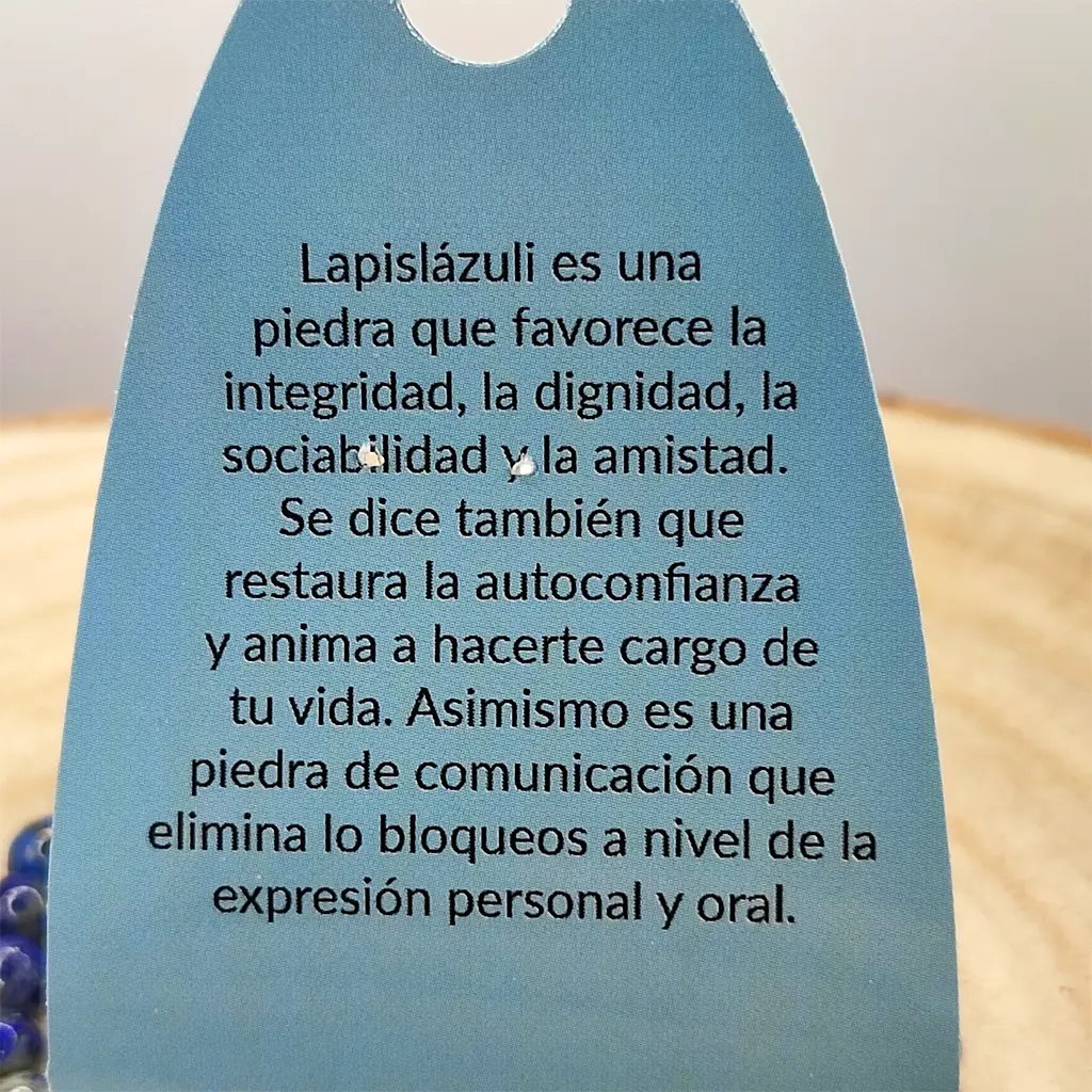 Pulsera de Lapislázuli natural de 6 mm con tonalidades azul intenso.