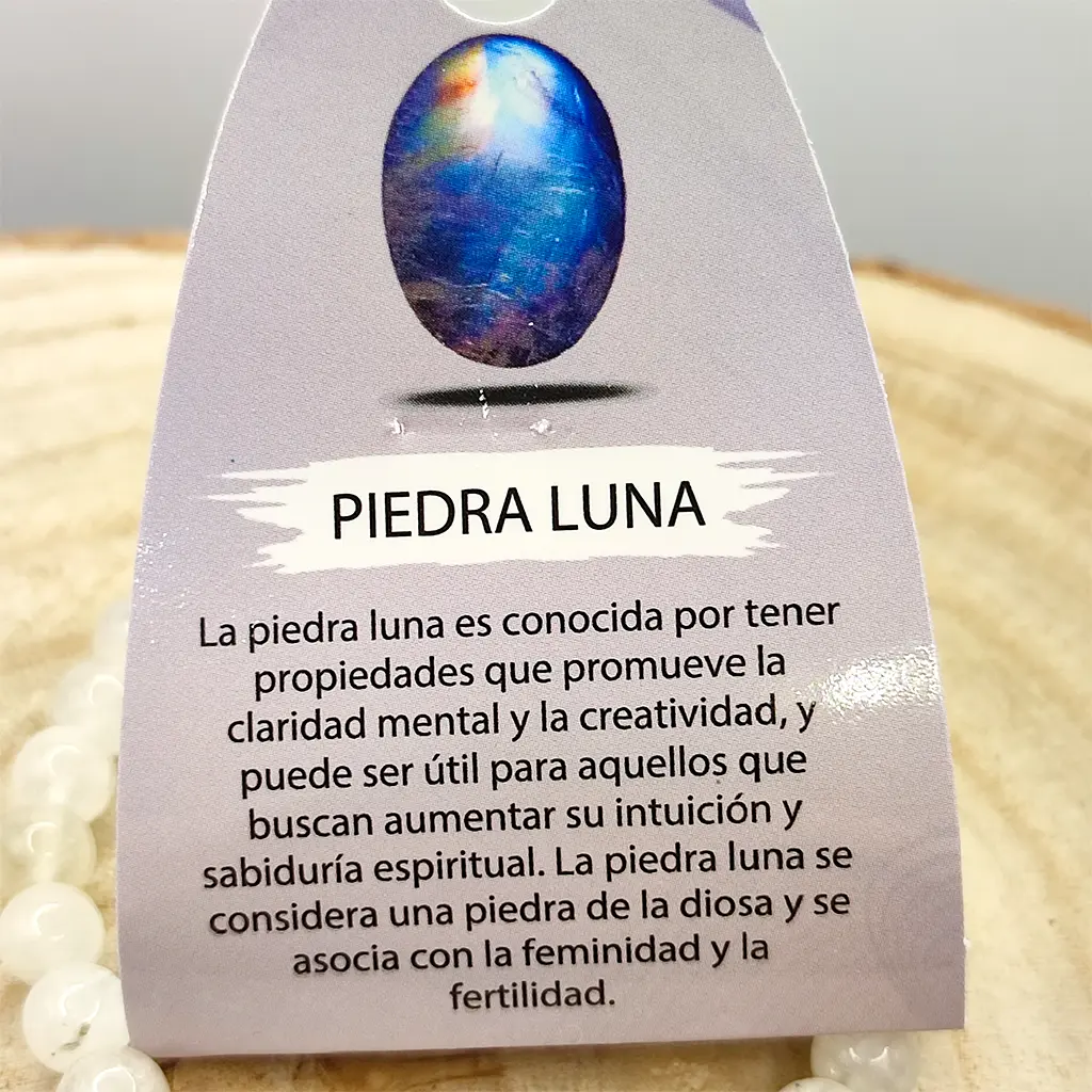 Pulsera de Piedra Luna de 6 mm con tonos blancos y reflejos suaves.