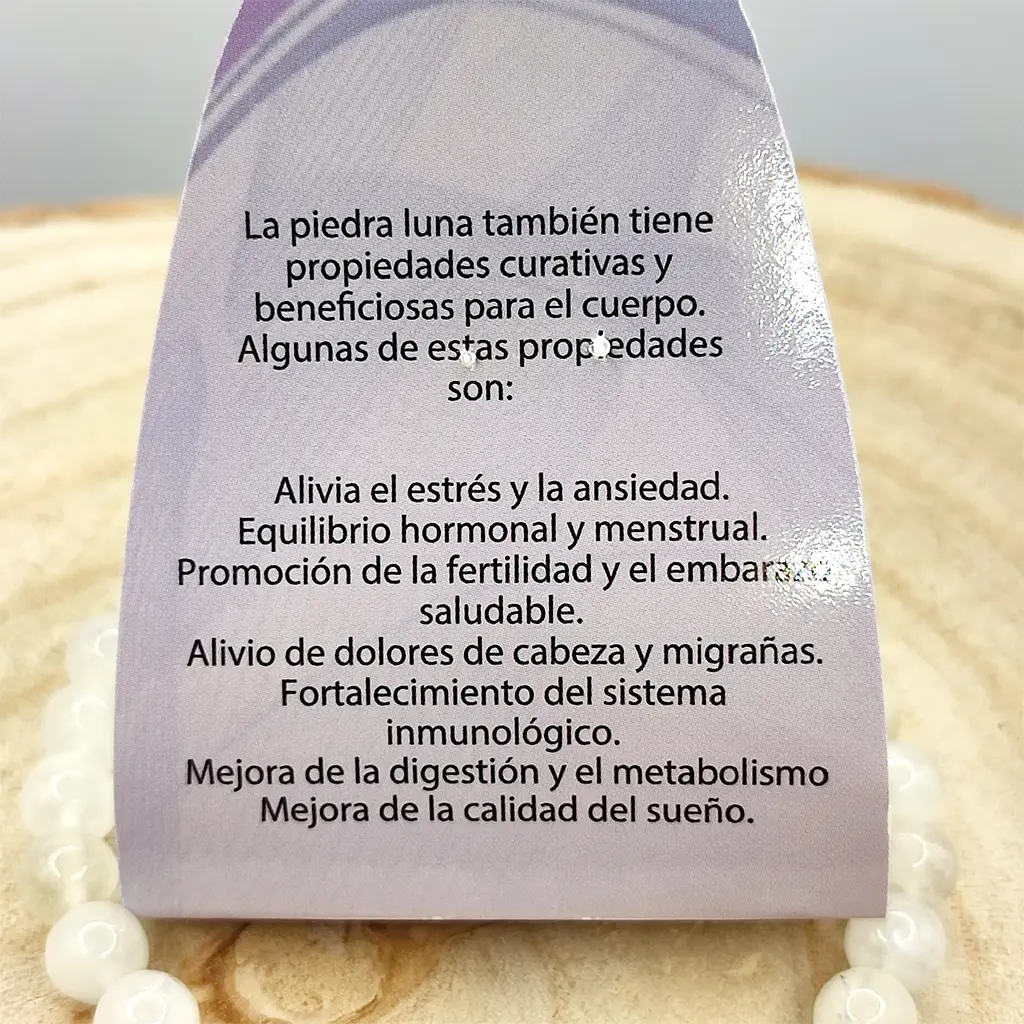 Pulsera de Piedra Luna de 6 mm con tonos blancos y reflejos suaves.