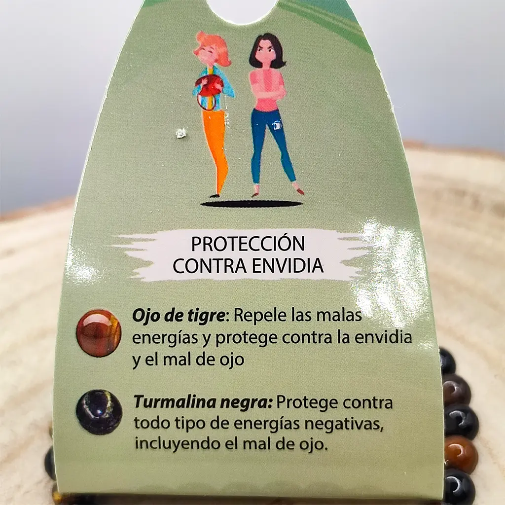 Pulsera Protección contra la Envidia de Ojo de Tigre y Turmalina Negra 6 mm Pulsera de Ojo de Tigre y Turmalina Negra natural de 6 mm para protección energética y fortalecimiento personal.