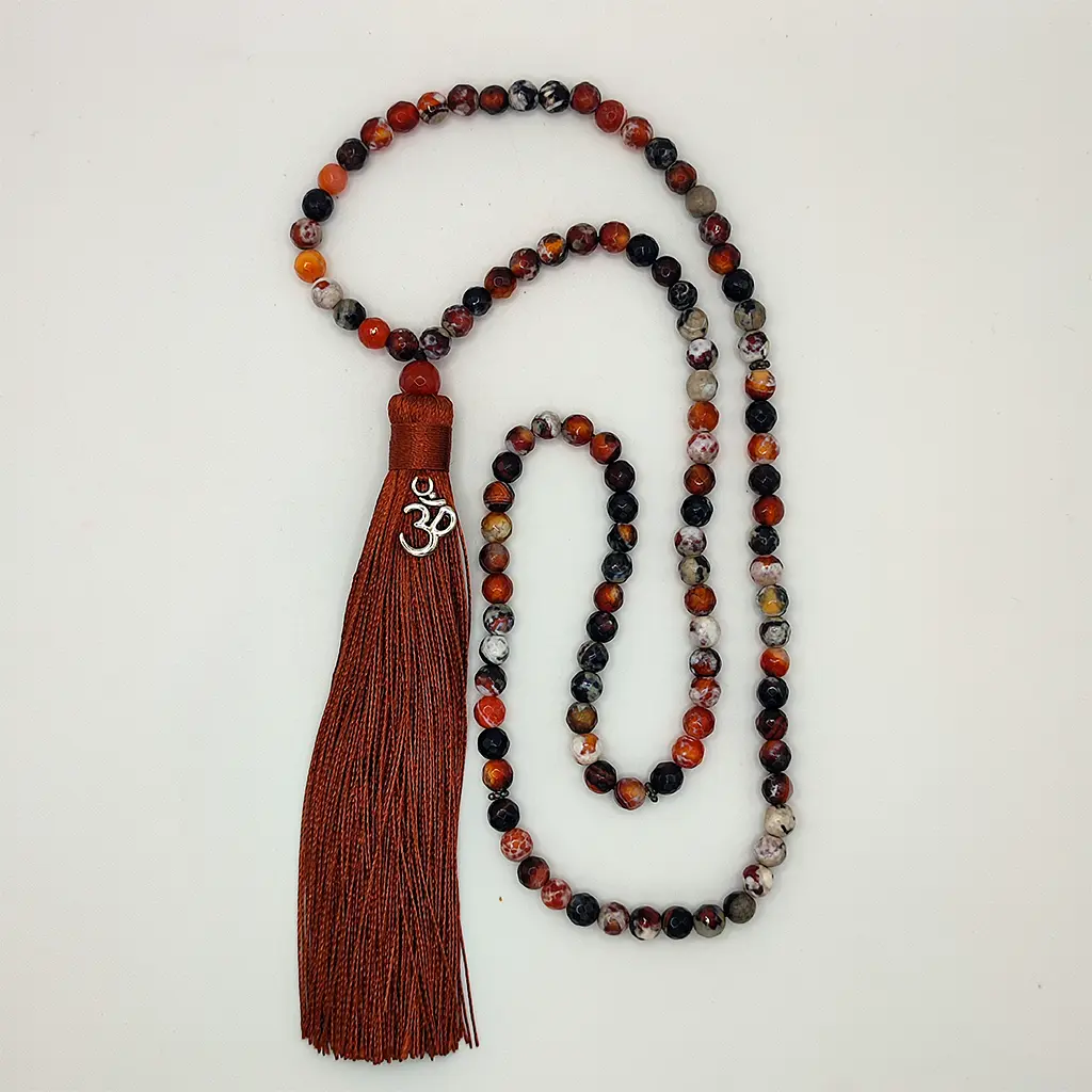 Japa Mala de ágata ascua facetada de 6 mm